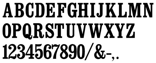 Image of our complete alphabet in Craw Clarendon Condensed font for cast metal dimensional Letters