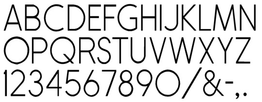 Image of our complete alphabet in Ribbon Deep font for cast metal dimensional Letters