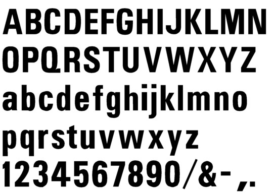 Image of our Univers 67 font Formed Plastic Letter