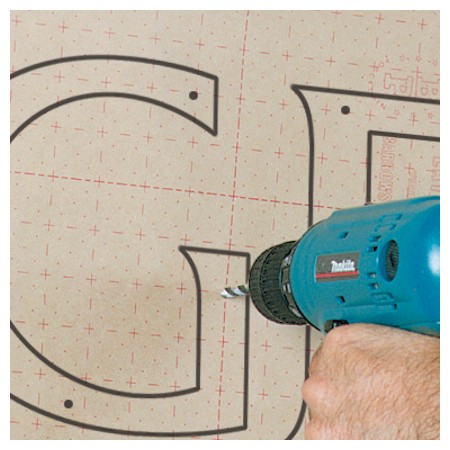 Sample drill template for letter mounting